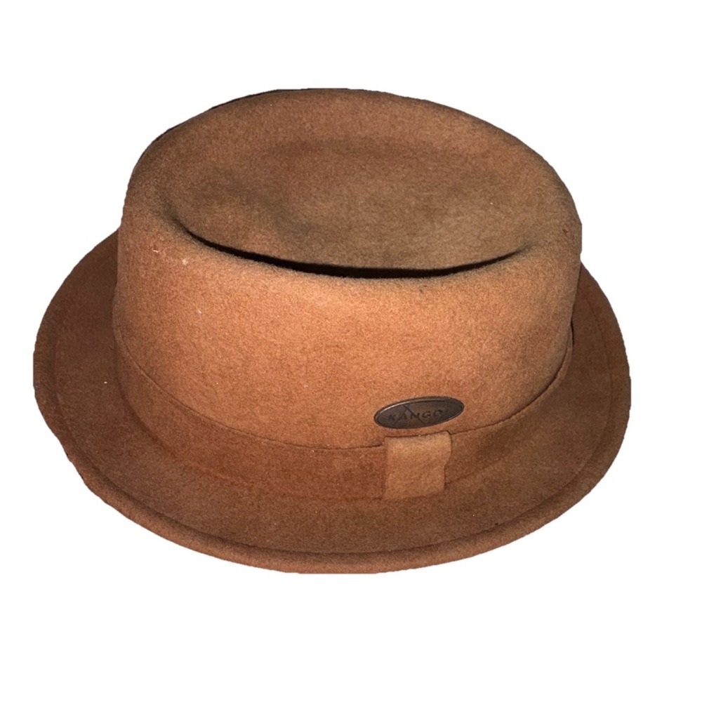 Kangol Litefelt Pork Pie Hat Size XL‎ USA Wool Felt Tan Brown